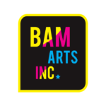 bam logo black, yellow, pink, blue